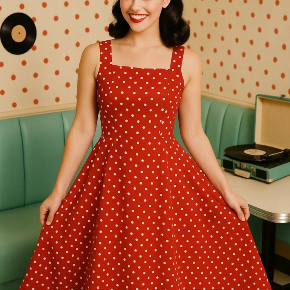 Red Polka Dot Vintage Pinup Dress‎ | Geary Roark Kamisato Size 10 (Modern Small)